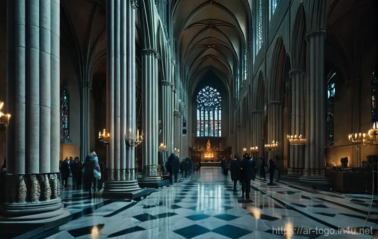 로메 대성당 관광 정보 - **A Grand Cathedral Interior, Ethereal Light:** A breathtaking, wide-angle shot of the interior of a...