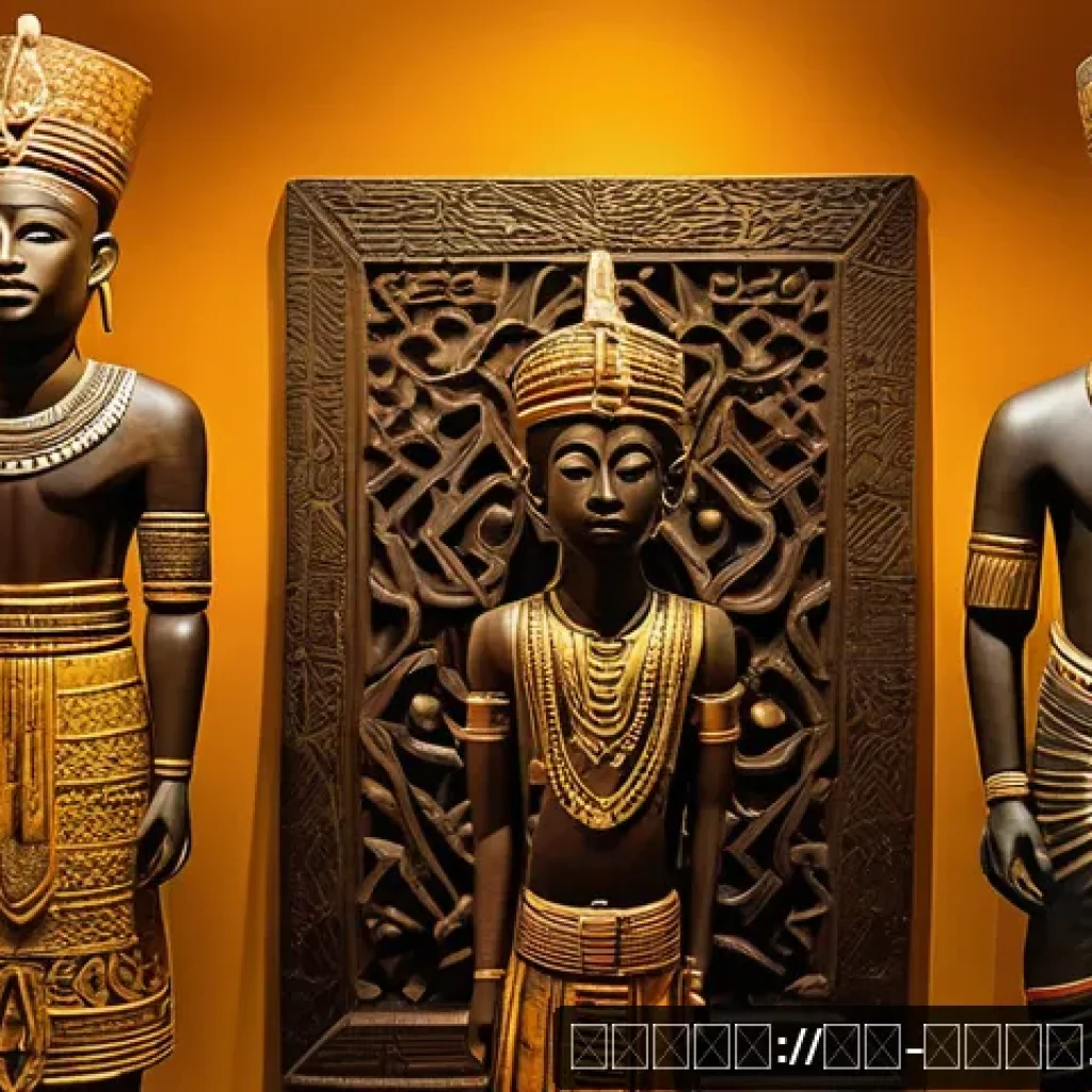 토고 국립 박물관 - A detailed museum interior in Togo showcasing ancient wooden statues representing African deities an...